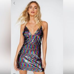 Nasty Gal Multicolor Sequin Cami Mini Dress